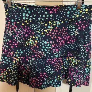 DonnaJo, size 2, stars, flowers and hearts, JoJo Skort, 14.5”. Features below.